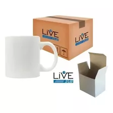 12 Caneca Branca Live Aaa Sublimação Porcelana + Caixinhas