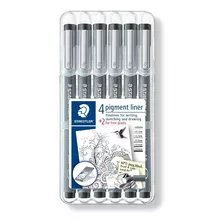 Caneta Fineliner Staedtler Pigment Liner 4 Canetas+2 Gratis