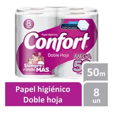 Papel Higiénico Confort Mega 8 Un 50 Metros