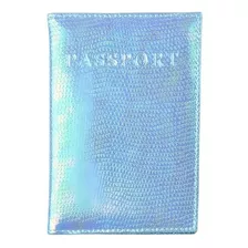 Porta Pasaporte Holográfico Brillante Azul Claro Cool Bags