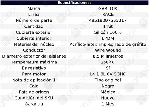 Cable Bujia Garlo Race Caravelle L4 1.8l 8v Sohc 95 A 96 Foto 2