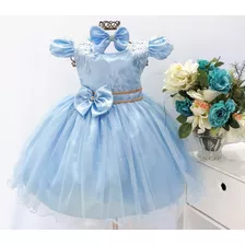 Vestido Cinderela Alice Frozen Festa Luxo Infantil E Tiara