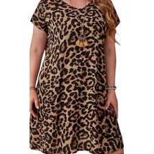 Vestido Onça Leopardo Senhora Evangélica Tamanho Grande