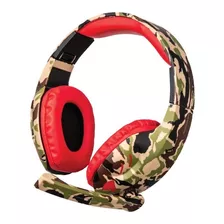 Auriculares Gamer Pc Microfono Camuflado Netmak Nm-counter Color Camuflado Rojo