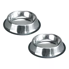 Kit 2 Comedouro Bebedouro Inox Tigela Cachorro Gato Pote Pet