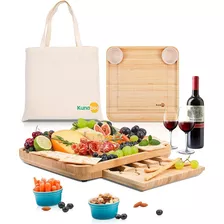 Kunaboo Bamboo Charcuterie Board Set Blue Ramekins ...