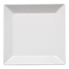 Plato Postre Cuadrado De Porcelana Oxford Blanco - Lvr