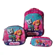 Kit Mochila Escolar Patrulha Canina Menina 3 D Alto Relevo