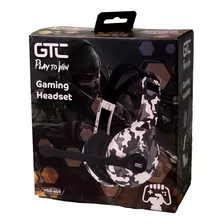 Auricular Gamer Camuflado Headset Gtc C/ Microfono Pc Color Negro