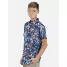 Camisa Chandelier Floral Short Sleeve Shirt Juvenil Multicol