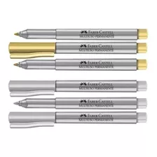 2 Canetas Marcador Permanente Média Ouro/prata Faber Castell