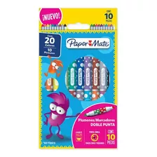 Plumones Medianos Doble Punta Paper Mate Magicolor X10 Unida