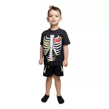 Pijama Verão Masculino Infantil Brilha No Escuro Pijama Curt