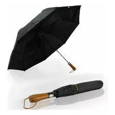 Guarda Chuva Grande Forte Automático Tecido Duplo Reforçado Cor Preto Desenho Do Tecido Liso