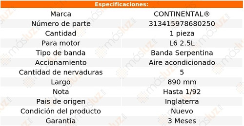 Banda 890 Mm Acc 525i Bmw L6 2.5l 90/92 Continental A/a Foto 5