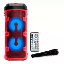 Caixa De Som Bluetooth Portátil Vermelha + Microfone