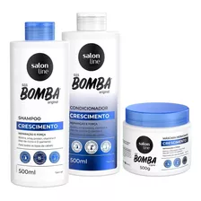  Kit Bomba 500ml Shampo Condicionador E Mascara Salon Line