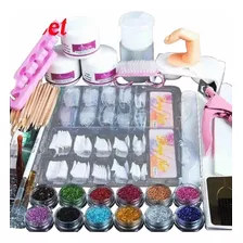 Kit Unha Acrigel Fibra Vidro Mini Lixa Cabine Nail Art Set