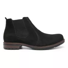 Bota Coturno Masculino Chelsea Couro - Sola Costurada Preto