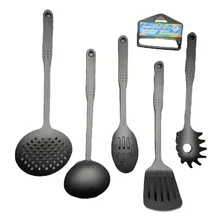 Juego 6 Utensillos De Nylon Espatula Cucharon Para Ceramica 