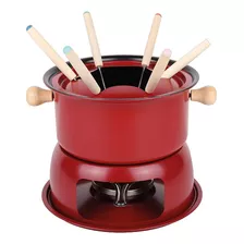 Conjunto Panela De Fondue Com Garfos 11 Pçs Vermelha