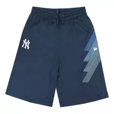 Bermuda Passeio New Era Ny Yankees Sport Stripes Azul