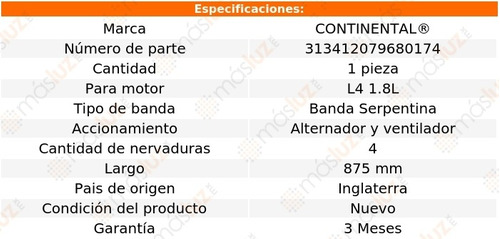 Banda 875 Mm Acc 200sx L4 1.8l 86/87 Continental Vent, Alt Foto 8