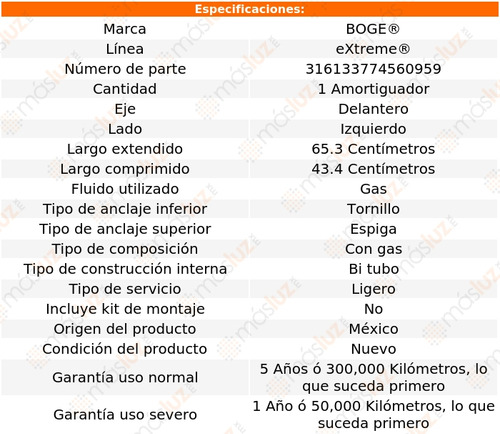 1- Amortiguador Gas Delantero Izq Cx-7 07/12 Boge Extreme Foto 2