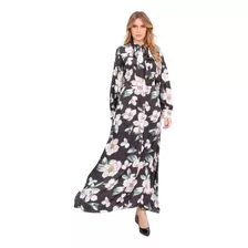 Vestido Longo Floral Joyaly Moda Evangelica 31923