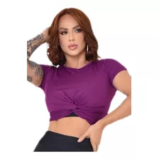 Blusa Croped Feminina Academia Treinar Dança Lisa Básica