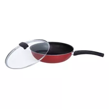 Panela Wok 30 Cm Antiaderente Grande Teflon Tampa Vidro