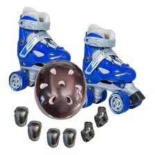 Patines 4 Rueda Ajustable Niños/niñas + Set Proteccion Skate