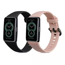 Malla Para Huawei Band 6 Silicona Negro Rosado 2u 