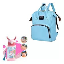 Kit Mochila Maternidade Bolsa Impermeável Bebe + Garrafa 