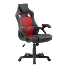 Silla De Escritorio Trevalla Tl-cdg-06 Gamer Ergonómica Negra Y Roja Con Tapizado De Cuero Sintético