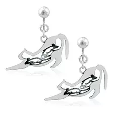 Juguete - Sterling Silver Cat W-mice Earrings