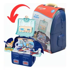 Kit Médico Infantil Mochila Azul Com Acessórios Multikids