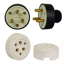 Conjunto De Tomada + Plug Macho 3x30a Polarizada Porcelana