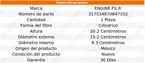 1- Filtro De Aire Envoy Xl 8 Cil 5.3l 2003/2004 Engine Fil Foto 2