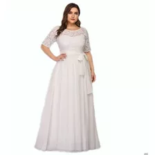 Vestido Renda Noiva Festa 55 Plus Size Civil Longo Casamento