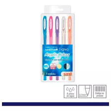 Caneta Gel Uni-ball Signo Angelic Colour Estojo C/5 Cores Pa Cor Da Tinta Colorido Cor Do Exterior Colorido