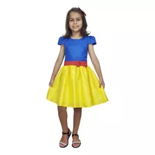 Vestido Branca De Neve Infantil Princesa Com Laço Presilha