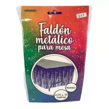 Faldon Metalico Morado Tiras Flecos P Mesa Fiesta Decoracion