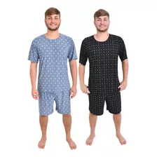 Kit 02 Un - Pijama Masculino Curto Liganete Homem