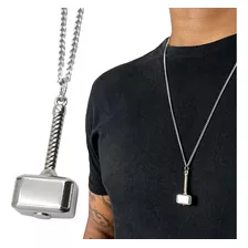  Corrente Masculina Colar Martelo Thor Mjolnir Aço Inox