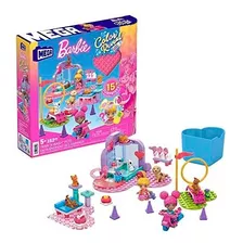 Mega Barbie Color Reveal Building Toys, Train 'n Wash Pets C