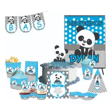 Kit Imprimible Personalizado Osito Panda Varón