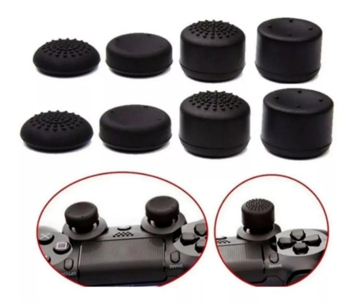 Kit 8 Grips Ps3 Ps4 Ps5 Xbox One S X Extensor Controle
