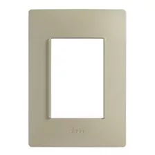 Placa 3 Módulos Oro Blanco Con Soporte Color Blanco Simon 26