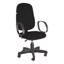 Cadeira De Escritório Shop Cadeiras Presidente Giratória Braços Gamer Ergonômica Preta Com Estofado De Tecido